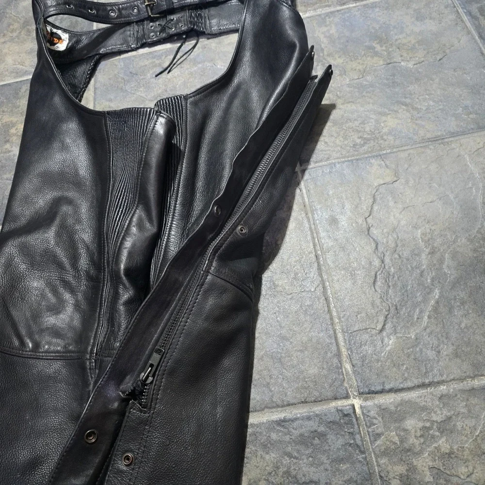 Wild Ride Leather Motorcycle Chaps Mens 4XL Black Adjustable Belted Biker Gear